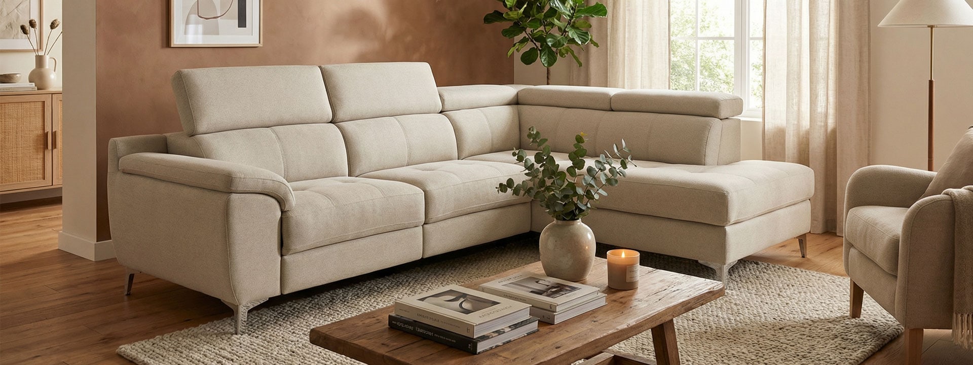 Sofá Modelo Man en color beige, ideal para decorar y confort en espacios de estilo contemporáneo.